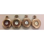 A COLLECTION OF FOUR EARLY 20TH CENTURY GOLD PLATED DEMI HUNTER GENTLEMEN'S POCKET WATCHES Screw