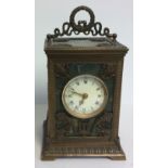 ED CHARTIER, PARIS, A 19TH CENTURY BRONZE AND FLEUROSPAR CHIMING CARRIAGE CLOCK The panels having