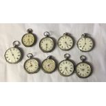 NINE OPEN FACED POCKET/FOB WATCHES