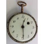 AN EARLY 19TH CENTURY YELLOW METAL AND ENAMEL FUSÈE POCKET WATCH, The outer case hand painted with a