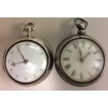 TWO EARLY 19TH CENTURY SILVER PAIR CASE GENTLEMEN'S FUSÉE WATCHES To include Towle of Uckfield,