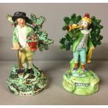 STAFFORDSHIRE, TWO 19TH CENTURY FIGURES One by Walton, 'Little Boy Blue', the other 'Earth' a