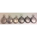 A COLLECTION OF SIX VICTORIAN SILVER FULL HUNTER GENTLEMEN'S POCKET WATCHES With Swiss movements,