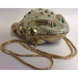 JUDITH LEIBER, A DESIGNER FROG CRYSTAL CLUTCH HANDBAG Set with crystals and semiprecious stones,