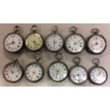 A COLLECTION OF 19TH CENTURY SILVER LADIES OPEN FACED POCKET WATCHES Including J.W. Benson, each