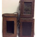 A COLLECTION OF THREE 19TH CENTURY LEATHER CARRIAGE CLOCK CASES Each having a carry handle.