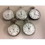 AN EARLY 20TH CENTURY CONTINENTAL SILVER CHRONOGRAPH GENTLEMEN'S POCKET WATCH Having two