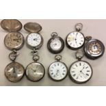 A COLLECTION OF EIGHT EARLY 20TH CENTURY LADIES' SILVER POCKET WATCHES To include full hunters by