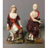 STAFFORDSHIRE, A 19TH CENTURY FIGURE OF ST. FRANCIS Along with a 19th Century figure, 'Widow'. (h