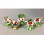 STAFFORDSHIRE, FIVE VARIOUS SHEEP Some with brocage. (16cm x 12cm)