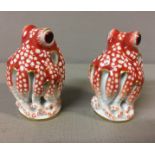 MEISSEN, A PAIR OF PORCELAIN MODELS OF OCTOPUSES Red with white spots. (both h 6cm)