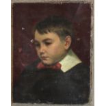 A 19TH CENTURY ENGLISH PROVINCIAL SCHOOL PORTRAIT A boy in an Eaton cellar, unframed. (35cm x 27cm)