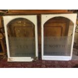A PAIR OF VICTORIAN/EDWARDIAN PUBS ETCHED GLASS WINDOWS North Star, in painted pine frames. (57cm