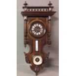 A 19TH CENTURY FRENCH OAK WALL CLOCK, BAROMETER AND THERMOMETER Black Forest sale carved case with