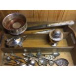 A COLLECTION OF HALLMARKED SILVER AND WHITE METAL ITEMS To include a mustard, large pepper, coaster,