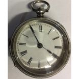 A VICTORIAN SILVER LADIES' POCKET WATCH Key wound with Roman numeral number markings, hallmarked