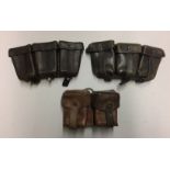 THREE AMMO POUCHES To include two German and one Yugoslavian. Condition: good