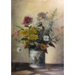 JAMES LAWSON PETINGALE, 1897 - 1965, OIL ON CANVAS LAID TO ARTIST BOARD Still life, bouquet of