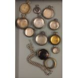 A 19TH CENTURY TORTOISESHELL WATCH CASE Along with a collection of silver pocket watch cases and a