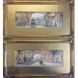 CHARLES CATTERMOLE, 1832 - 1900, A PAIR OF WATERCOLOURS Interior scenes, depicting figures in 17th
