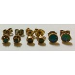 A COLLECTION OF THREE PAIRS OF YELLOW METAL AND GEM SET STUD EARRINGS Two pairs set with round cut