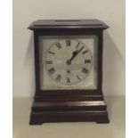 A MID 19TH CENTURY MAHOGANY CASED MANTEL CLOCK With silvered dial, single fuseé movement. (23cm x