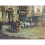 A LATE 19TH/EARLY 20TH CENTURY FRENCH IMPRESSIONIST OIL ON PAPER Street scene, figures standing