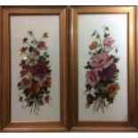 A PAIR OF VICTORIAN RECTANGULAR OILS ON GLASS Floral bouquets, signed lower right 'A. Leverne',