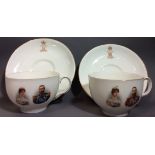 ROYAL DOULTON, TWO EARLY 20TH CENTURY PORCELAIN CUPS AND SAUCERS Commemorating the Coronation of