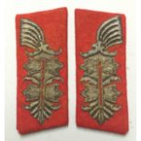 A GERMAN GENERAL'S COLLAR INSIGNIA Fine gold thread with red wool ground. Condition: very good