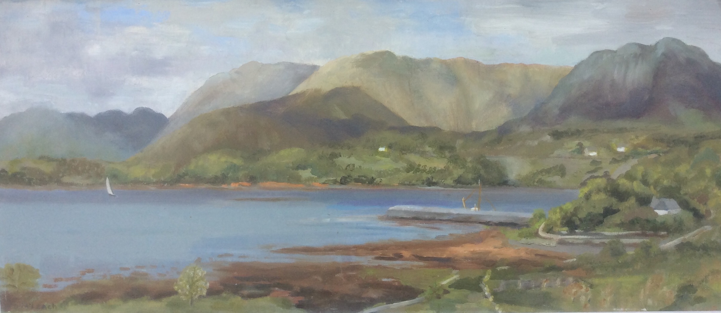 DOROTHY M. LEACH, IRISH, OIL ON CANVAS 'Lellerfrack, Connemara View from Manor House', signed and