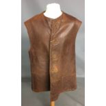 A WORLD WAR II LEATHER JERKIN, 1941. Condition: good, minor grazing, button missing