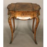 AN EXHIBITION QUALITY BURR AND FIGURED WALNUT LADIES' VANITY TABLE With gilt bronze banding and