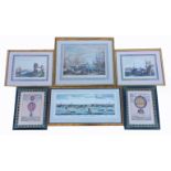 FOUR FRAMED ENGRAVINGS/PRINTS OF HARBOUR SCENES To include a view of London from the Thames and a