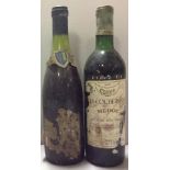 TWO BOTTLES OF VINTAGE RED WINE To include a bottle of Cruse Medoc Les Coubersans, 1970 and a bottle