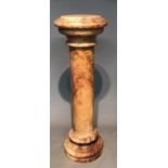 A LATE 19TH CENTURY ALABASTER PEDESTAL. (75cm)