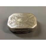 A GEORGE III SILVER OCTAGONAL VINAIGRETTE With wriggle work decoration to lid and underside, the