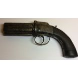 BAILEY OF IPSWICH & COLCHESTER, A 19TH CENTURY PEPPER BOX PISTOL With ebony handle.