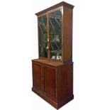 A 19TH CENTURY MAHOGANY BOOKCASE With a pair of astragal glazed doors over two panelled doors,
