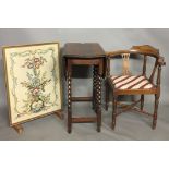 A LATE VICTORIAN MAHOGANY CORNER CHAIR Along with an early 20th Century oak gate leg table with