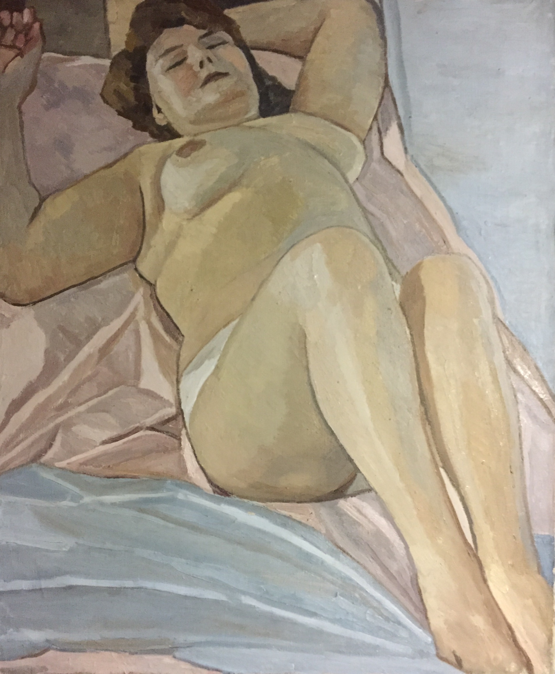 F.M., A 20TH CENTURY RUSSIAN SCHOOL OIL ON CANVAS Nude, Circa 1997. (90cm x 75cm)