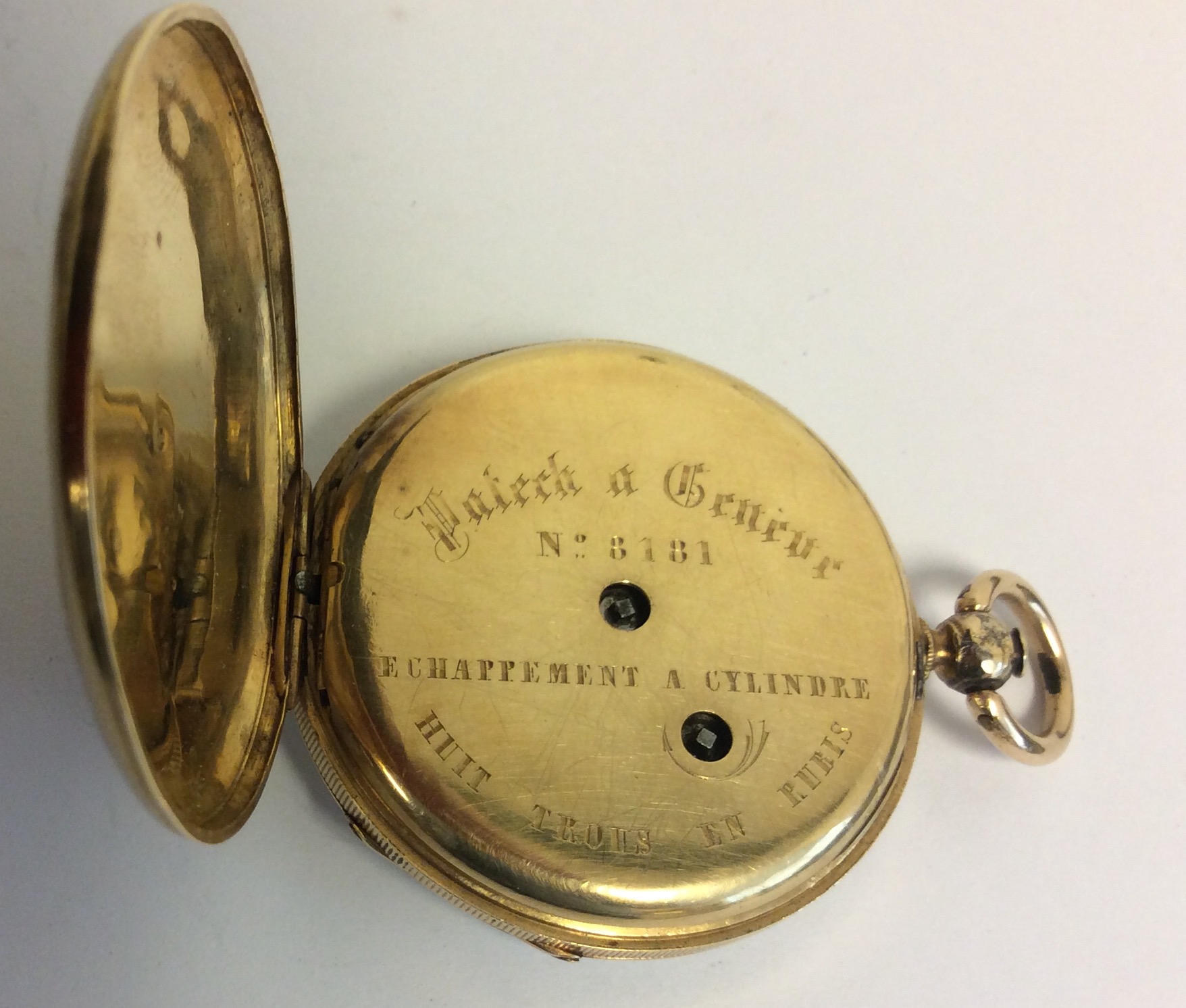 PATECH, GENEVE, A CONTINENTAL GOLD LADIES' POCKET WATCH The case engraved with a scene of a young - Image 2 of 3