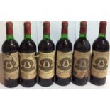 CHÂTEAU L'ANGÉLUS, 1976, SIX BOTTLES OF VINTAGE RED WINE Each having red caps, bearing label '