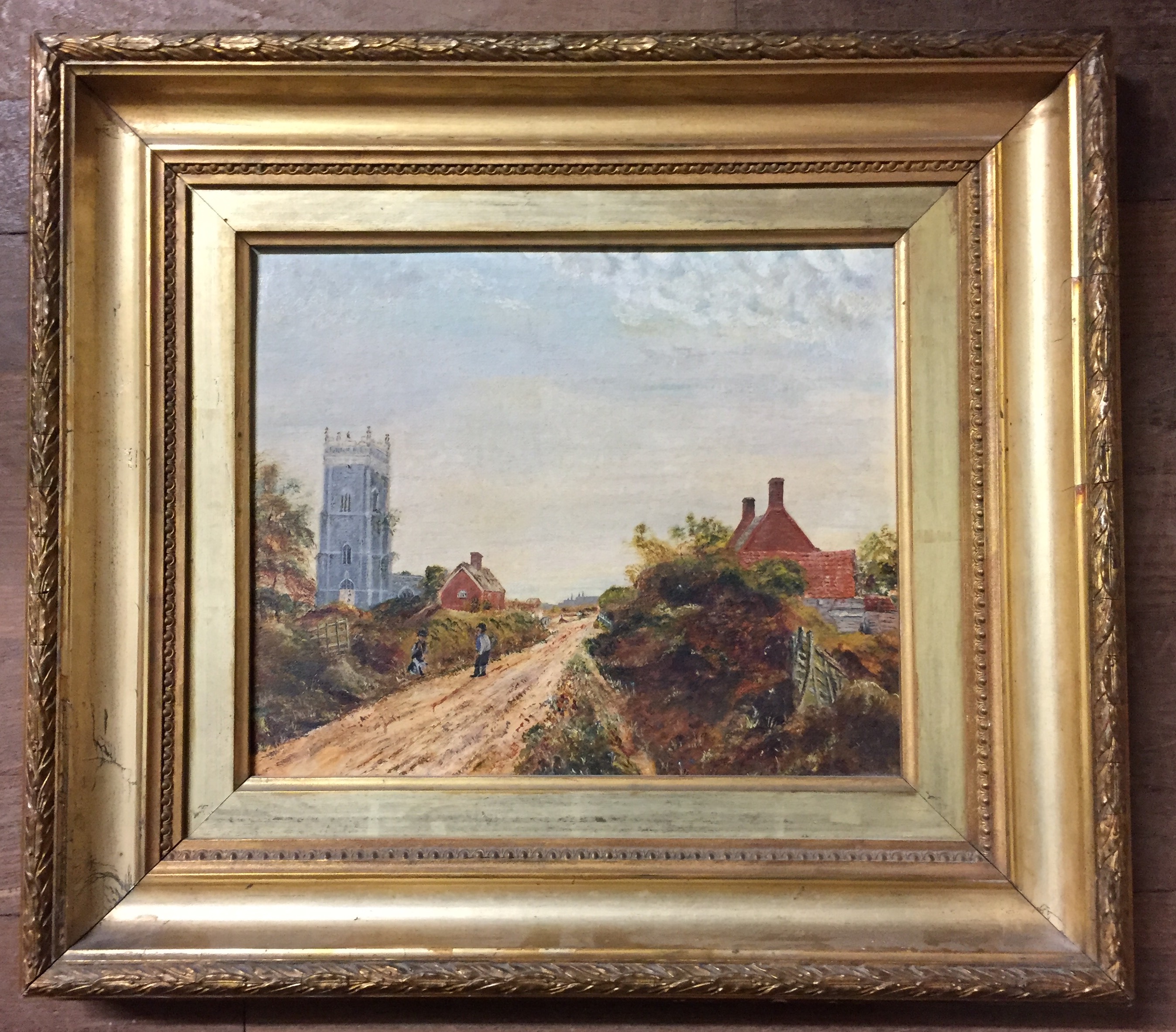 W.W. TYLER, A LATE 19 TH CENTURY ENGLISH PROVINCIAL SCHOOL OIL ON CANVAS A country road by a church, - Image 2 of 3