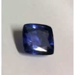 A 20TH CENTURY LOOSE NATURAL CUSHION CUT BLUE SAPPHIRE GEMSTONE Complete with the Gem Identification