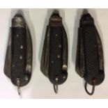 THREE BRITISH JACK KNIVES. Condition: serviceable, shows age