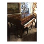 R. GORS & KALLMANN, BERLIN, AN EARLY 20TH CENTURY MAHONGANY BOUDOIR PIANO AND STOOL. (153cm x