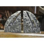 AN EARLY 20TH CENTURY PAIR OF FOSSIL BOOKENDS. (h 12cm)