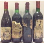 FOUR BOTTLES OF VINTAGE RED WINE To include Medoc Castera, 1988, Lupé Cholet Beaune, Château