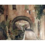 FURSTNER, WATERCOLOUR Back street in Amalfi, 1931, signed. (48cm x 61cm)